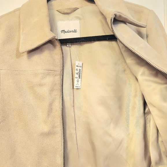 Madewell Shrunken Zip-Front Jacket in Suede size 0 in Light Sand color - Picture 7 of 14